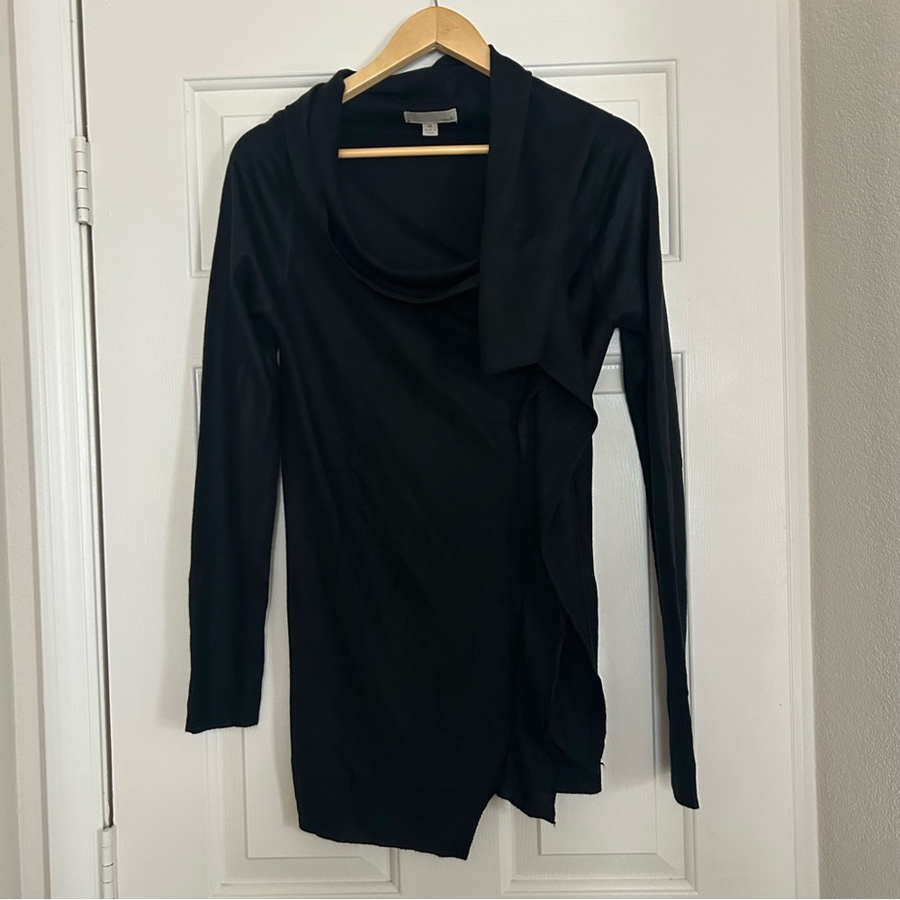 Women’s oneA Asymmetrical Cowl Neck Black Long Sleeve Top Size Medium